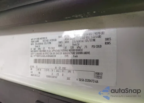 2020 Ford Transit-250 from USA, damaged, VIN 1FTBR1C82LKB64039